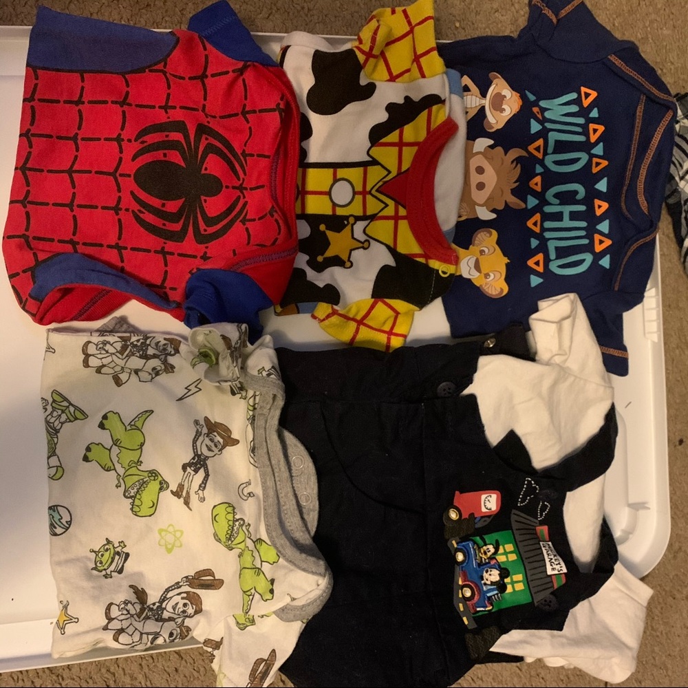 Disney onesies and overall set.